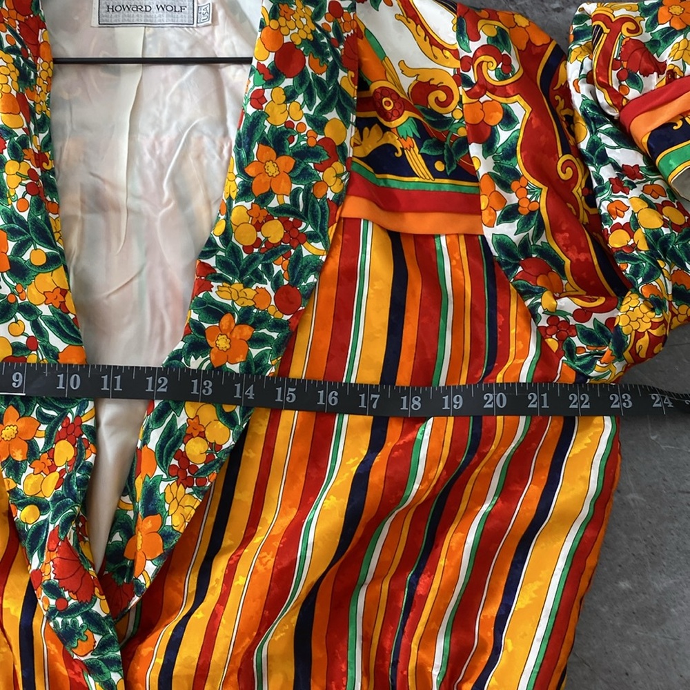 Vintage Howard Wolf Colorful Floral Striped Jacket Maximalist Funky Bold Size 10 - Picture 13 of 16